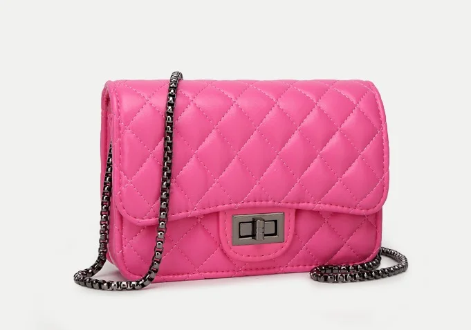 Yuhua, новые сумки, модная трендовая сумка-мессенджер, одно плечо ретро лоскут, алмазная цепочка женская сумка - Цвет: Rose red small