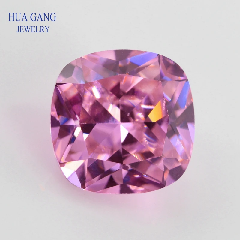 

3x3~15x15mm Pink Color Cushion Cut Shape Loose CZ Stone Beads Brilliant Cut 5A Synthetic Gems Cubic Zirconia For Jewelry
