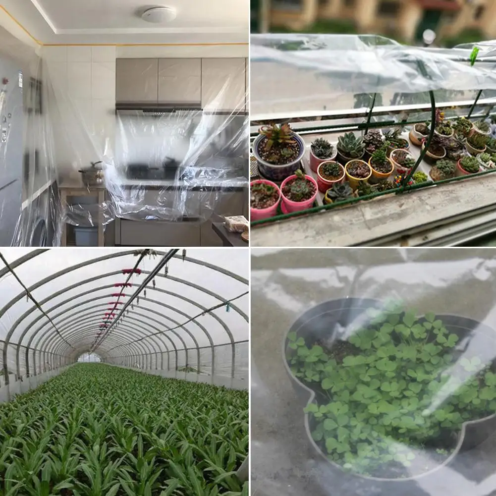 60UM Greenhouse Transparent Plastic Film Dustproof Sealing Antifreeze Film Cover For Plants Furniture