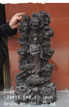 

61 cm * / Chinese buddhist copper dragon 9 Buddha statue of avalokitesvara