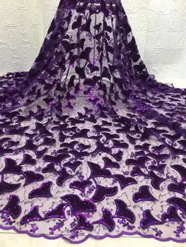 

Velvet Lace Fabric for Dresses Latest Nigerian French Tulle Lace with Sequin High Quality African Sequins Lace Fabric