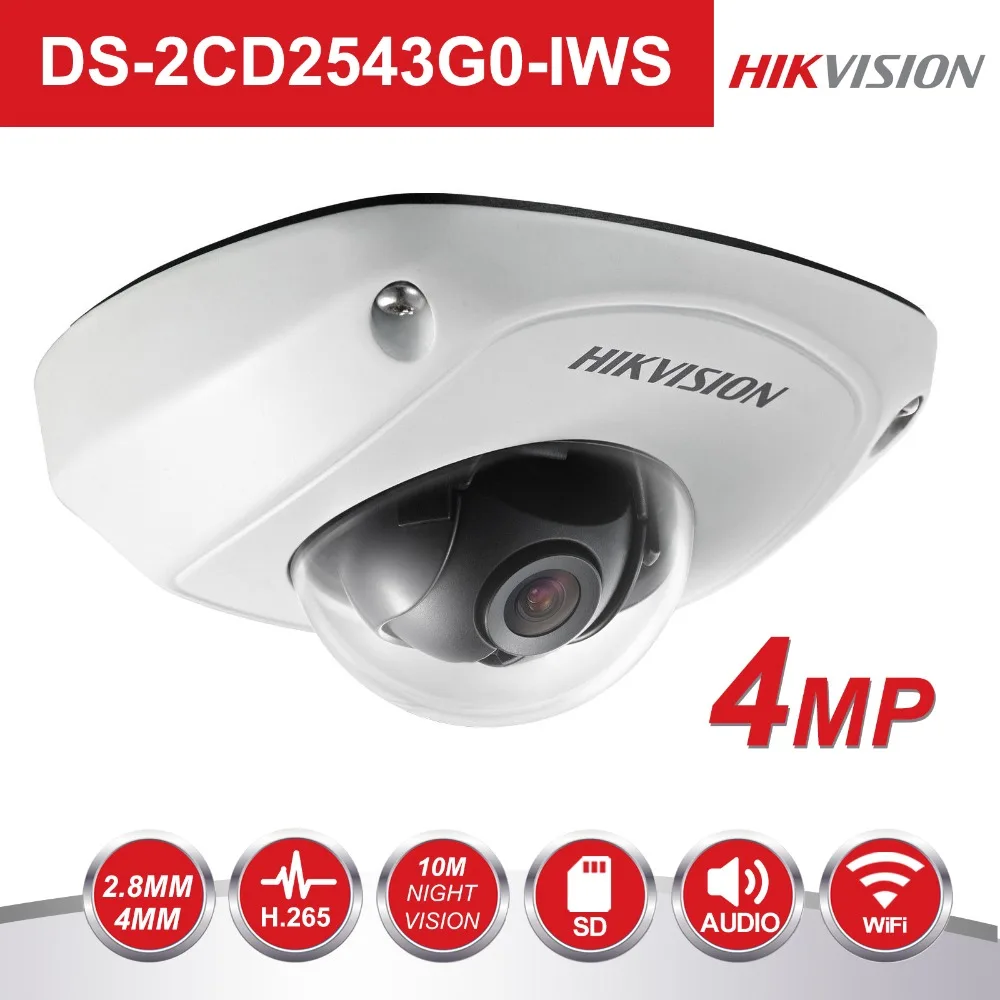 HIK видеонаблюдения Wi-Fi Камера DS-2CD2543G0-IWS 4MP Беспроводной Инфракрасный мини-купол ip-камеры безопасности POE H.265 + Встроенный Micr