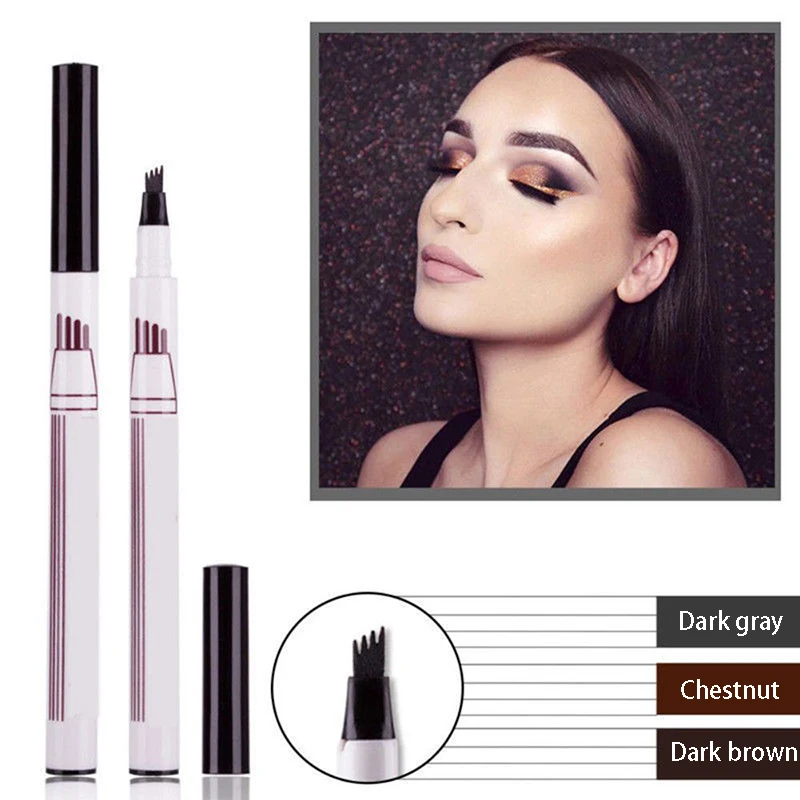 

4 Fork Eyebrow Pencil Waterproof Microblading Eyebrow Tattoo Pen Liquid Tint Eye Brow Pencil Professional Make up Cosmetics