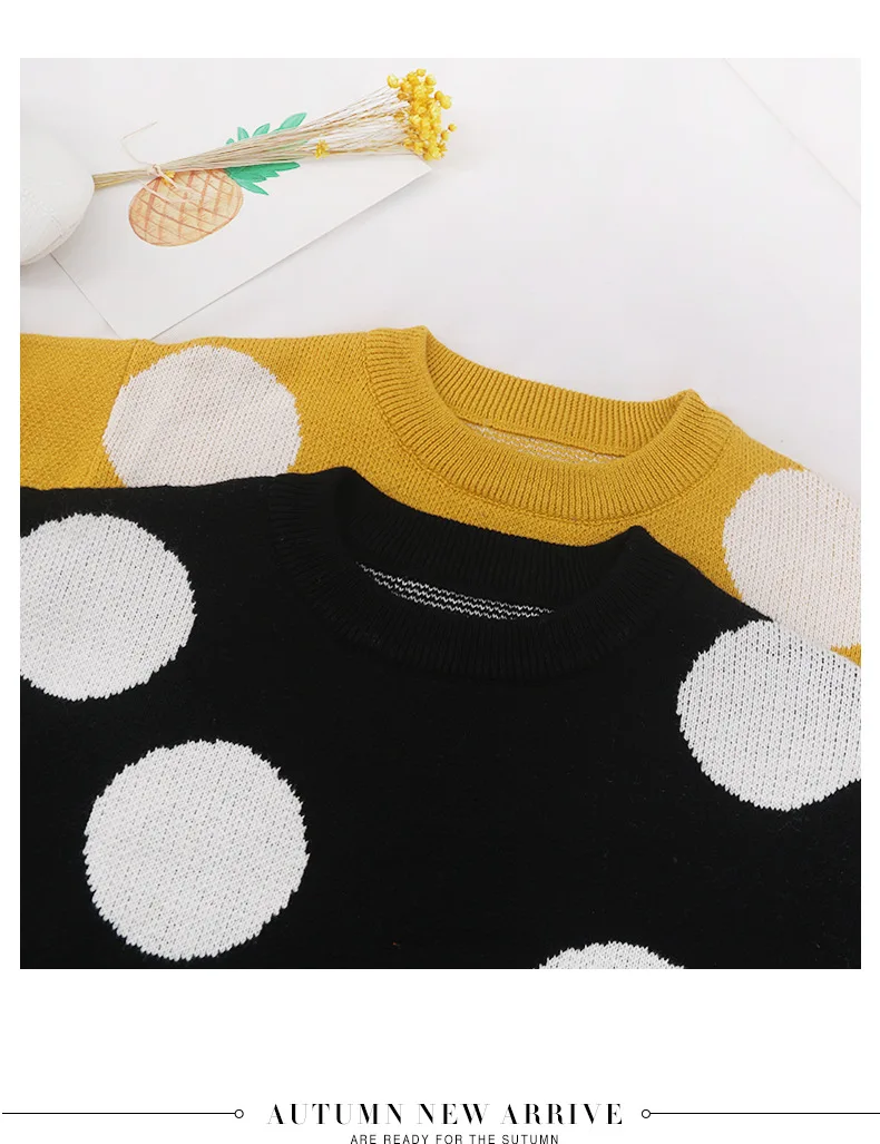 Осень-зима мальчики девочки хлопок вязаный точка свитера От 1 до 6 лет детская повседневная одежда Длинные рукава пуловеры детский шерстяной свитер