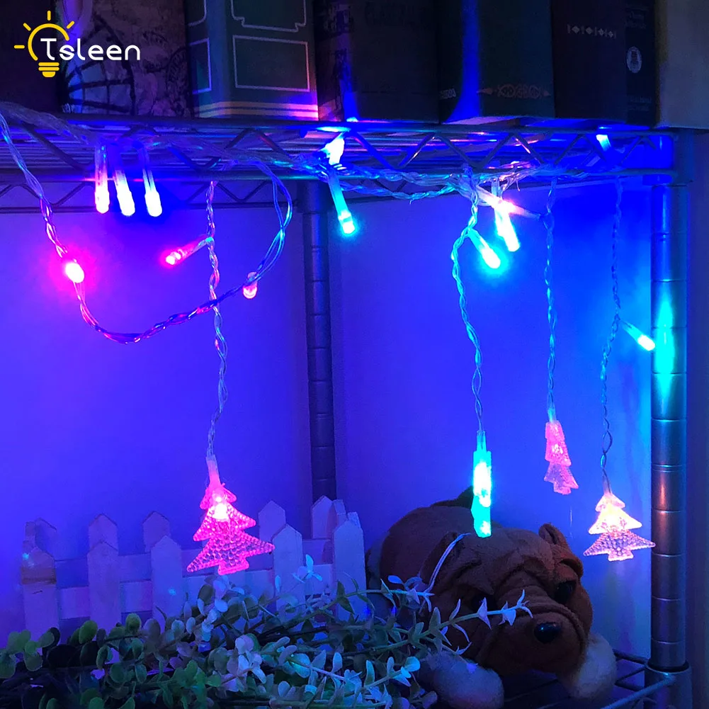

2Pcs LED Christmas Garland LED Crystal String Fairy Lights 3.5M Waterproof Wedding Decoration Indoor Outdoor Decorative Lamps