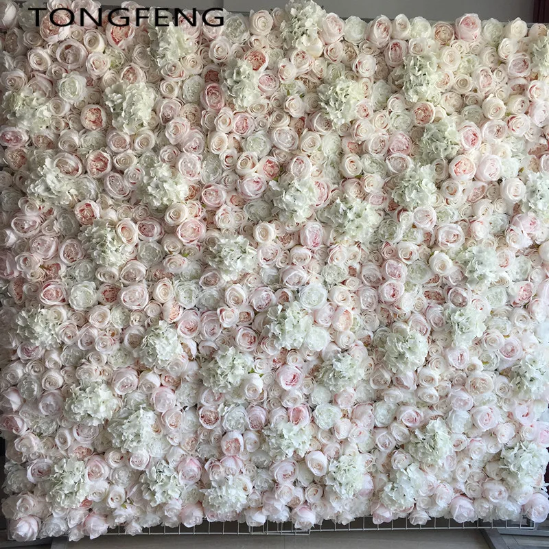 Wedding 3D Flower Wall Panel Flower Runner Wedding Artificial Silk Rose Peony Wedding Backdrop Decoration 24pcs/lot TONGFENG
