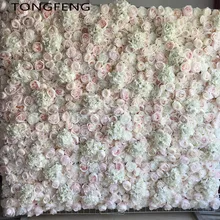 Wedding 3D Flower Wall Panel Flower Runner Wedding Artificial Silk Rose Peony Wedding Backdrop Decoration 24pcs/lot TONGFENG