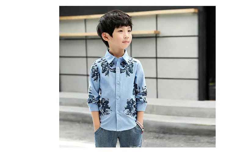 Children School Blouses Shirts Boys Cotton Printed Tops Autumn Kids Casual Long Sleeve Blouse Clothes Infant Shirts Clothing (5)