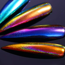 Хамелеон голографическая зеркальная блестящая пудра для ногтей 0,5 г Holo Сияющий хромированный пигмент пыль маникюр Дизайн ногтей украшение