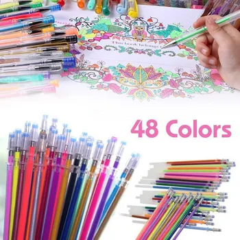 

48 Colors 0.8mm Gel Pen Refills Glitter Coloring Drawing Painting Craft Marker Smooth and Well Written Pen