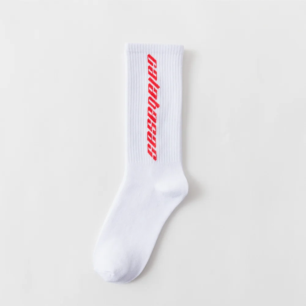 Тренд, носки для скейтборда с буквенным принтом, мужские и женские повседневные спортивные носки - Цвет: Белый