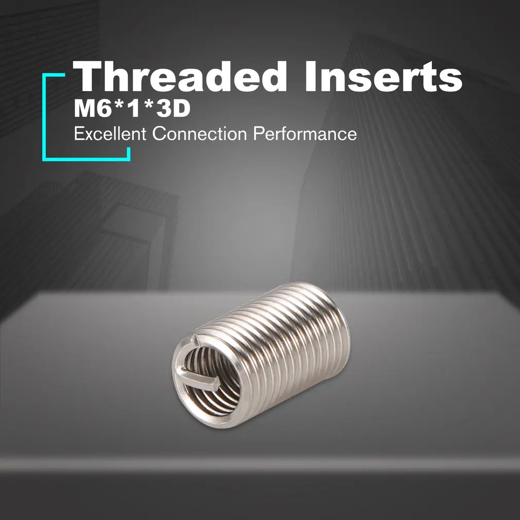 40 шт. пластины для токарных резцов M6 1,0 3D Проволока из нержавеющей стали Helicoil крепеж Ремонт оборудования инструменты муфта с винтовой