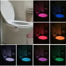Креативный ночной Светильник для туалета для дома, Toliet, для ванной комнаты, автоматический датчик движения, светильник для сидения, ночник с 8 сменами цветов
