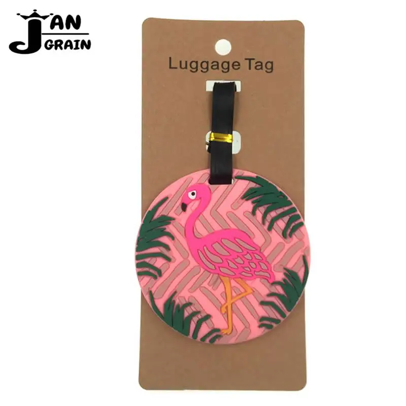 

Travel Accessories Silica Gel Luggage Tag Cartoon Animal Flamingo Suitcase ID Address Holder Baggage Boarding Tag Portable Label