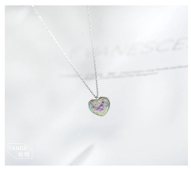 925 sterling silver Mermaid heart pendant necklace 05_02