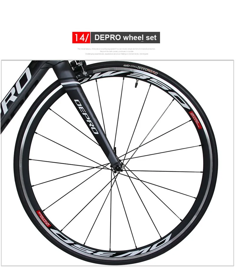 Excellent 2017 DEPRO R1-500-EB-22SM Complete Bicycle Presented Pedal 700C Carbon Fiber Frame 22 Speed Bicycle 8KG Road Bike 19