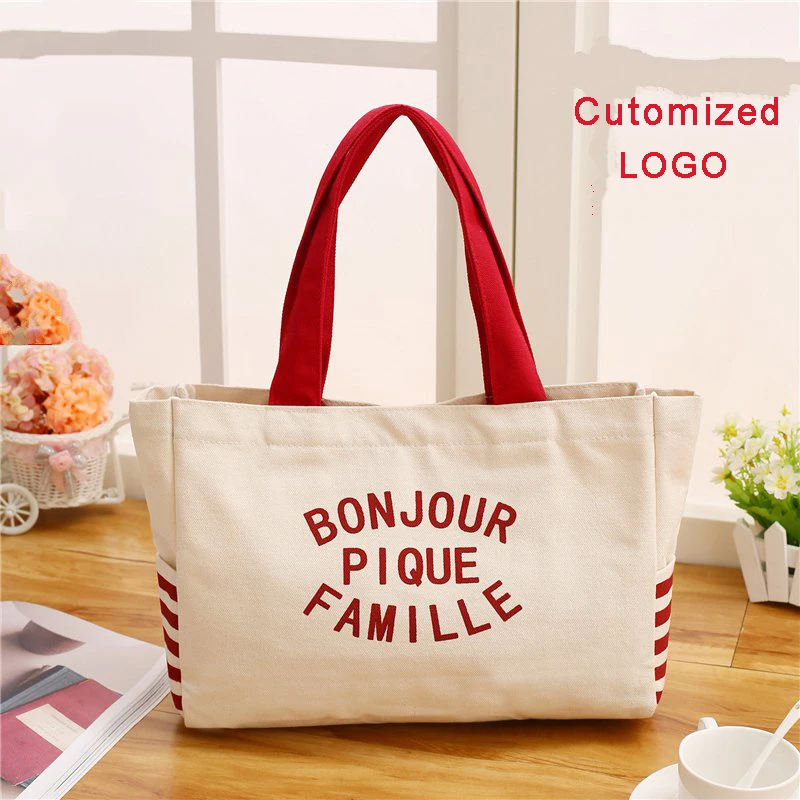 wholesale 500pcs/lot Manufacturer Natural cotton Canvas shopping bag tote Customized Print Logo ...