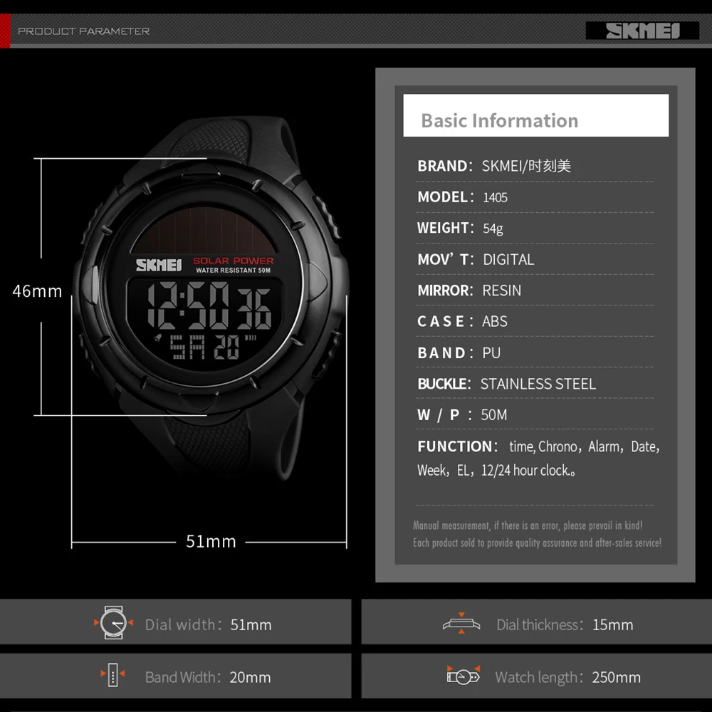 SKMEI спортивные часы Мужские цифровые наручные часы уличные солнечной энергии водонепроницаемые Роскошные мужские часы 1405 Relogio Masculino