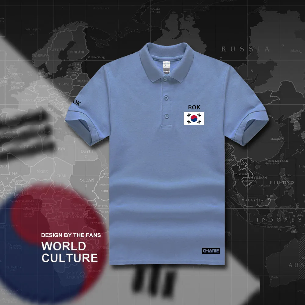 Южная Корея, рубашки поло для мужчин, короткий рукав, белые бренды, принт для страны, хлопок, Национальный флаг