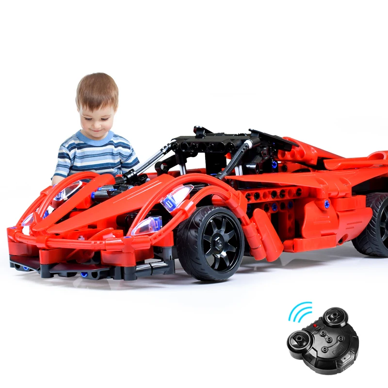 

380pcs Technic Enlightenment Series Remote Control Sports Car Model Building Blocks Set RC Racing Car Compatible Legoed City