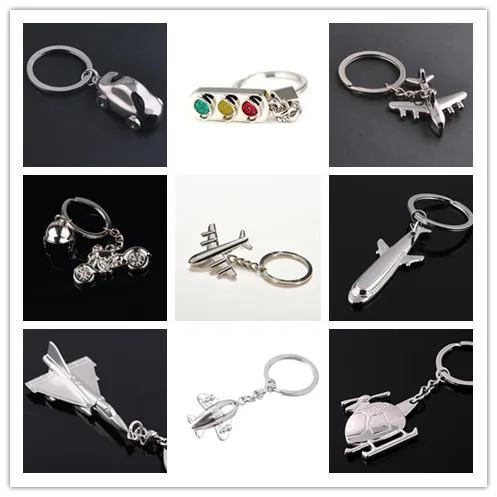 1pc Metal Plane Car Keychain Mini Aircraft Vehicles Model Key Chain Keyring For Car Bags Holder Jewelry Gifts