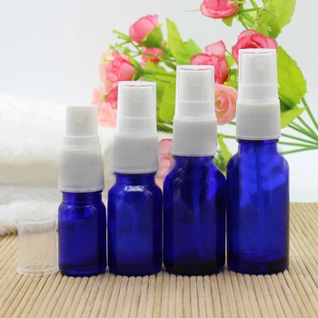 

2/10pcs 5ml 10ml 15ml 20ml Empty Blue Essential Oil Bottle with White Clear Sprayer Atomizer Cover Cosmetic Refillable Container