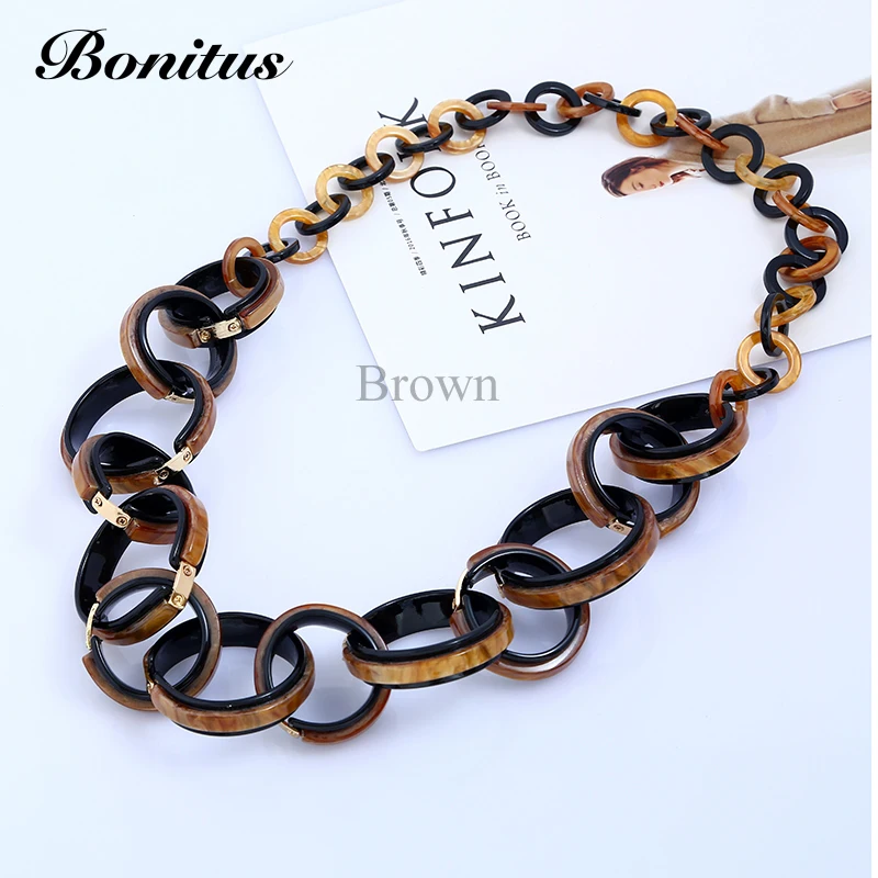 [Bonitus ювелирный магазин] NewArrival модные массивные винтажные ожерелья из полированного пластика Lucite для женщин на шею HOT06N3090