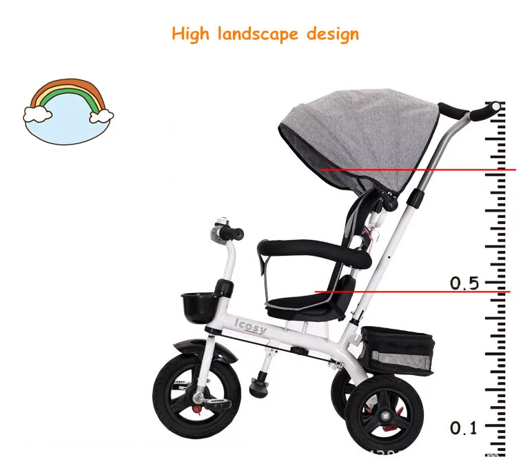 Детский трехколесный велосипед, легкая прогулочная детская коляска 4 в 1, многофункциональная детская тележка, трехколесный велосипед, игрушка в подарок