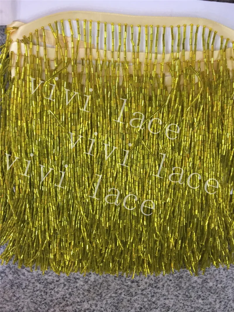 cheap 5 yards bag f031# lemon color beads tassel fringe 15cm width for decoration dress fashion designer,