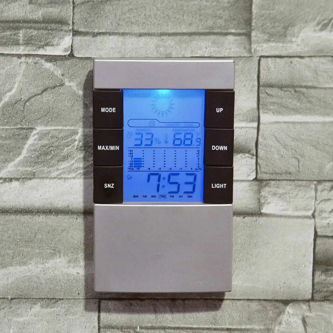 Барометр, цифровой термометр, календарь, монитор влажности, для дома, для погоды, ЖК-подсветка, термометр температуры