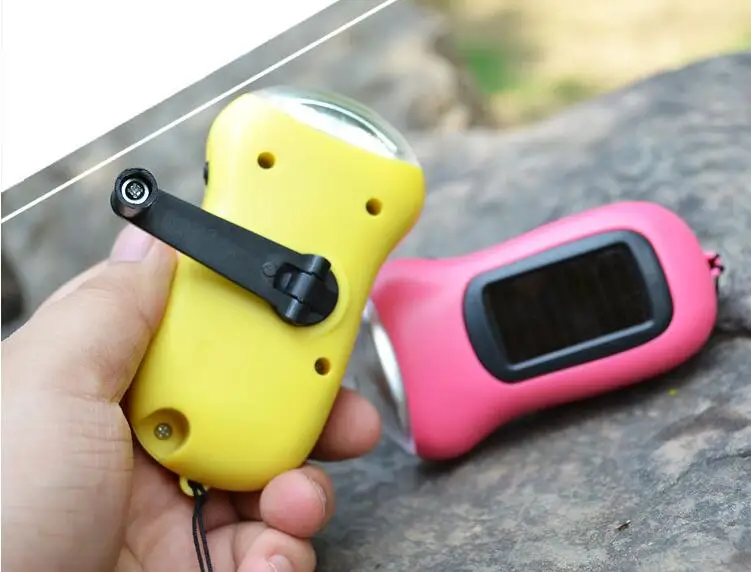 

2016 Hot Sale Portable LED Hand Crank Dynamo Solar Power Flashlight Torch Outdoor Camping Mountaineering Night Linternas