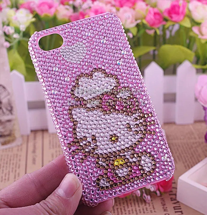 pink hello kitty rhinestone cell phone case for iphone 4g bling cell