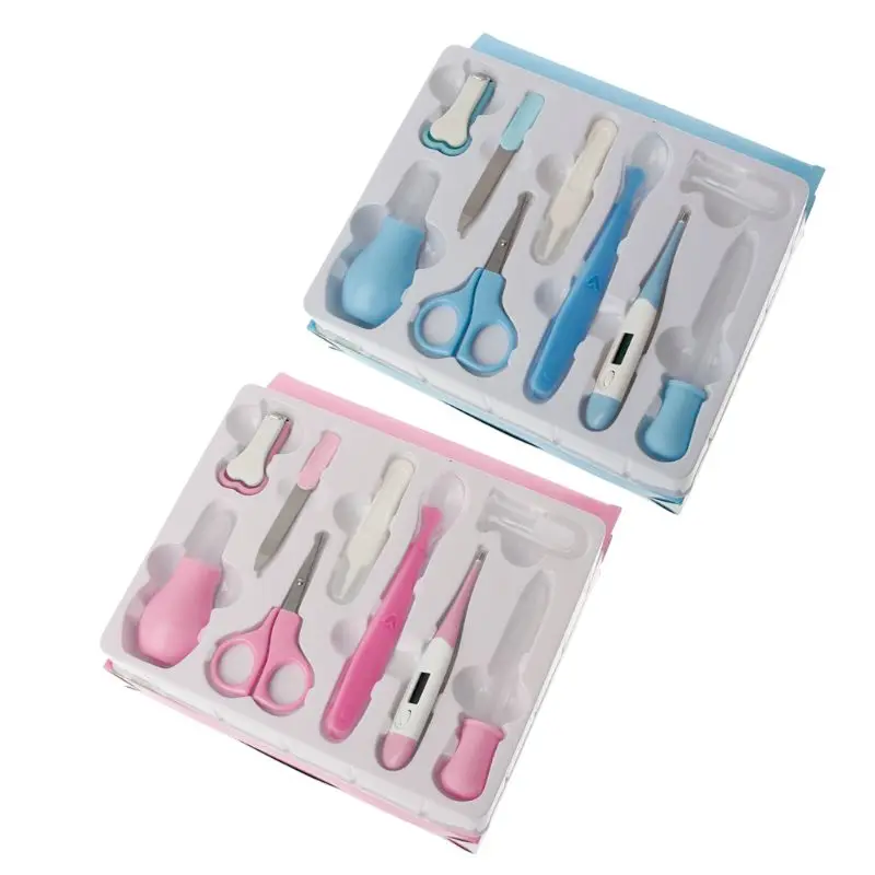 

Premium New 9Pcs/Set Baby Health Care Kit Newborn Baby Grooming Kit Nail Clipper ScissorsThermometer Safety Care Set
