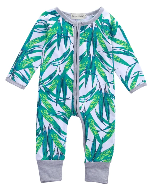 2016 baby boys girls romper bamboo print toddler long sleeve infant
