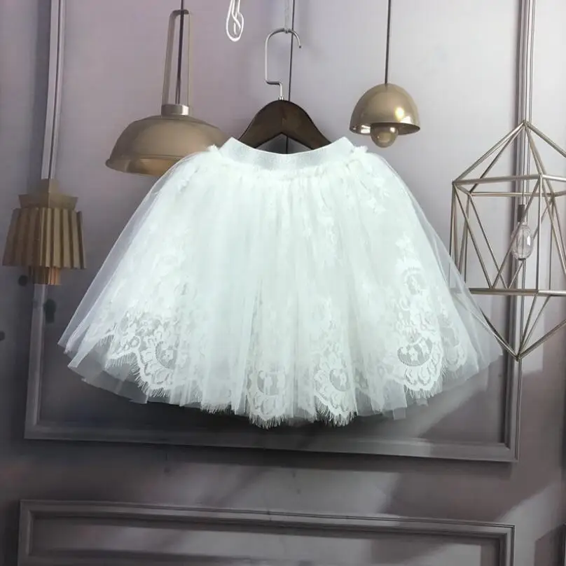 design 6 white Возраст 2 до 8 лет принцессы для маленьких девочек белые кружевные юбки-пачки для танцев Для детей для вечеринки, дня рождения свадебные юбка пачки JW2890 - Цвет: design 6 white