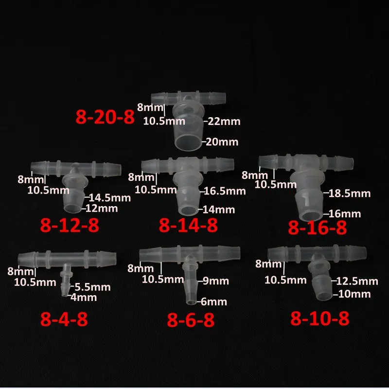 4 шт. PP 8 мм 10 мм Т-образный редуктор разъем для водяного насоса Силиконовое Трубное соединение мягкий шланг адаптер микроорошение для сада разъем
