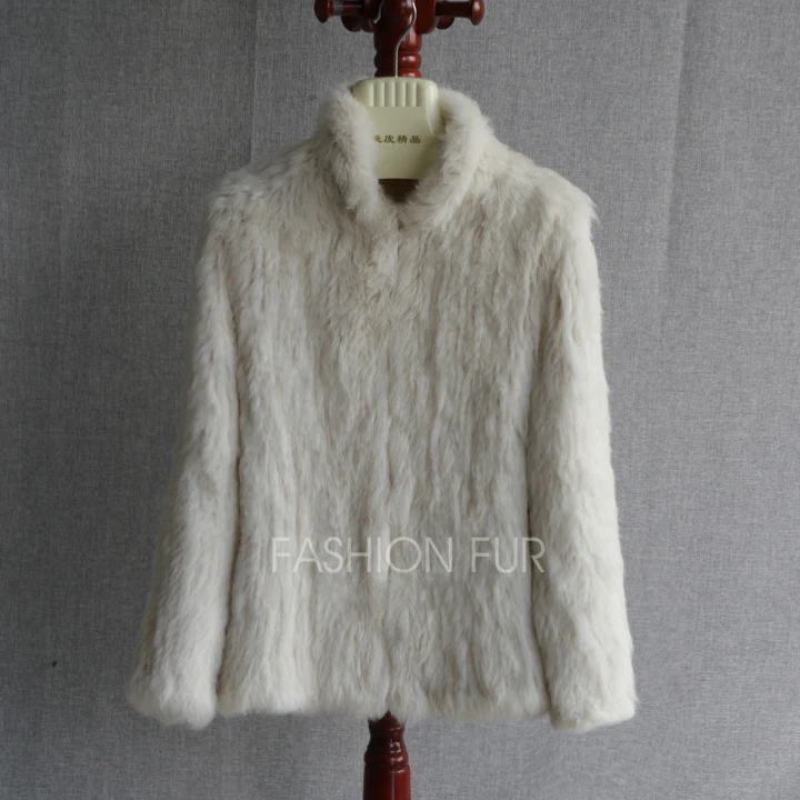

New Genuine Rabbit Fur Coat Fashion Women Knit Real Rabbit Fur Jacket Winter Warm Natural Rabbit Outwear Plus Size S-3XL YH12