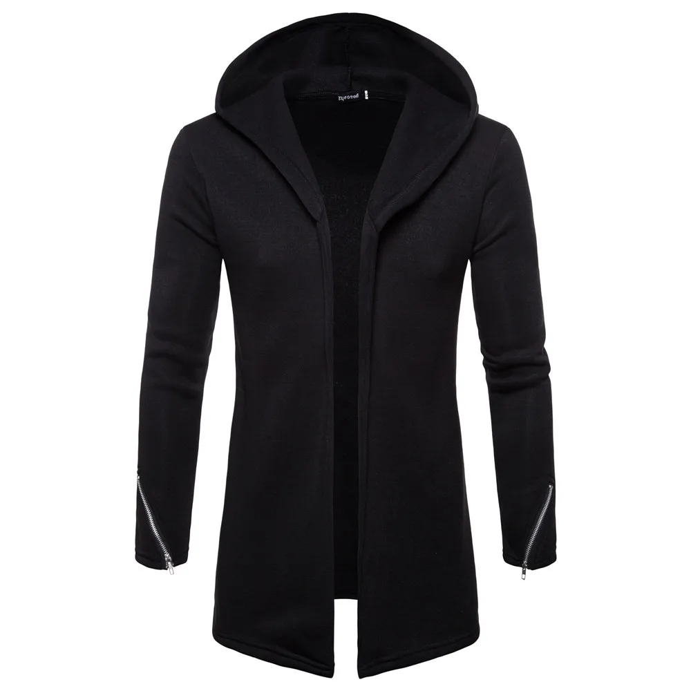 

New autumn winter men cardigan pure color coat hooded European American style trench dropshipping gift top coat fashion clothes
