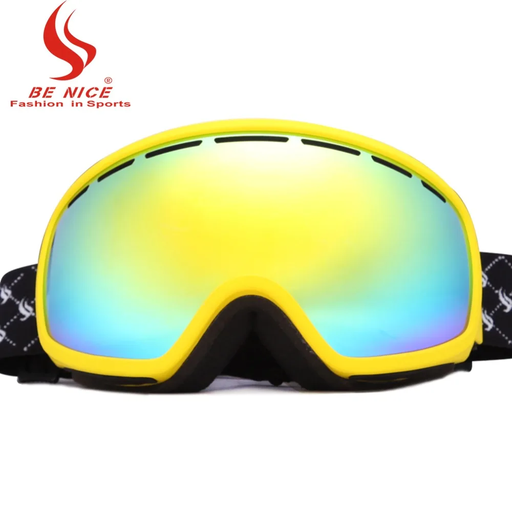 BE NICE brand ski glasses Uv protection snowmobile ski goggles anti fog