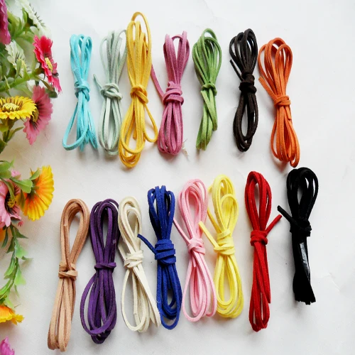 150 meters 2.5mm wide multi Colored Soft faux flat Suede Woven Cording string sampler set or color on choice | Украшения и
