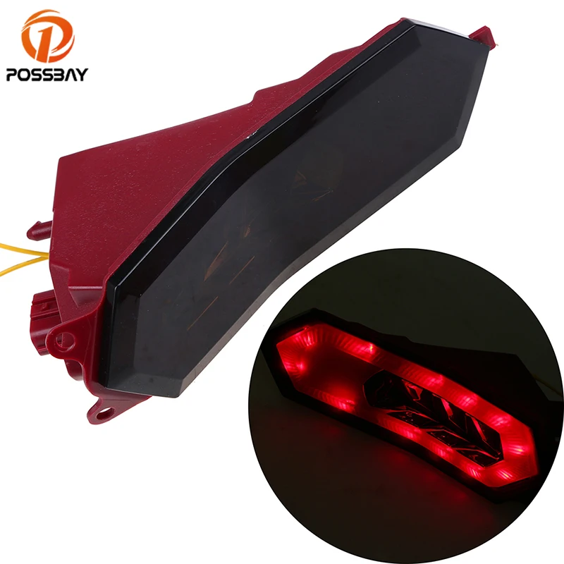 

POSSBAY Motorcycle Tail Light Red Amber LED Motocross Taillight Lights Stop Rear Turn Signals Light for Yamaha R1 2015 2016 2017