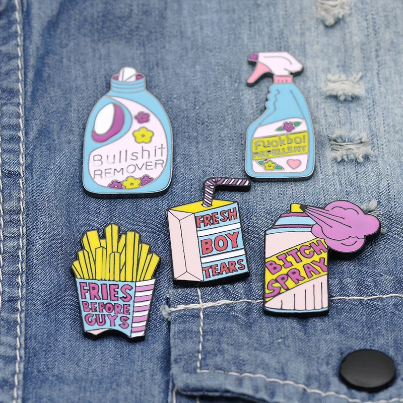 

Blast Creative laundry liquid bottle detergent drip oil brooch potato stripe enamel brooch