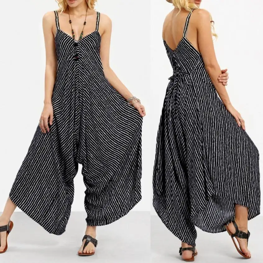 

Fashion Women Strappy V Neck Bandage Loose Playsuit Party Clubwear Jumpsuit 2018 Hot Sale Ladies Popular Summer Must Ware