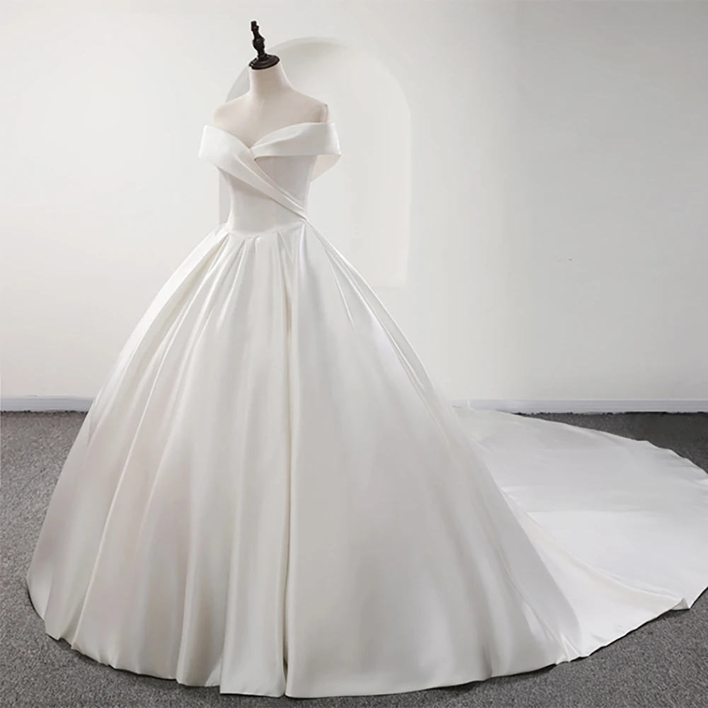 US $115.60 Fansmile 2020 Robe De Mariage Lustrous Satin Ball Gown Wedding Dresses Vestido De Noiva Plus Size Custom Wedding Gowns Fsm573t