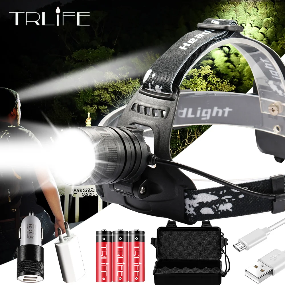 

100% Real XHP50 LED Headlamp Super Bright V6 Headlight Lamp Torch XHP70.2 18650 USB Charging Hunting Cycling Flashlight