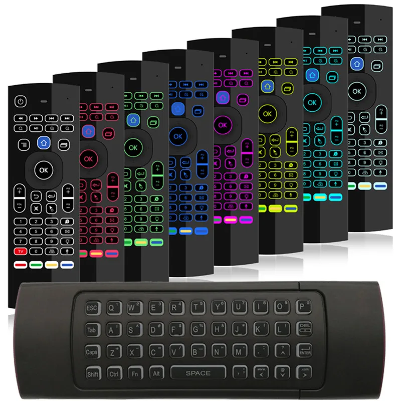 

7 Color Backlit MX3 i8 Mini Wireless Keyboard 2.4ghz English Fly Air Mouse with Voice Remote Control Android TV Box PK I8 RII