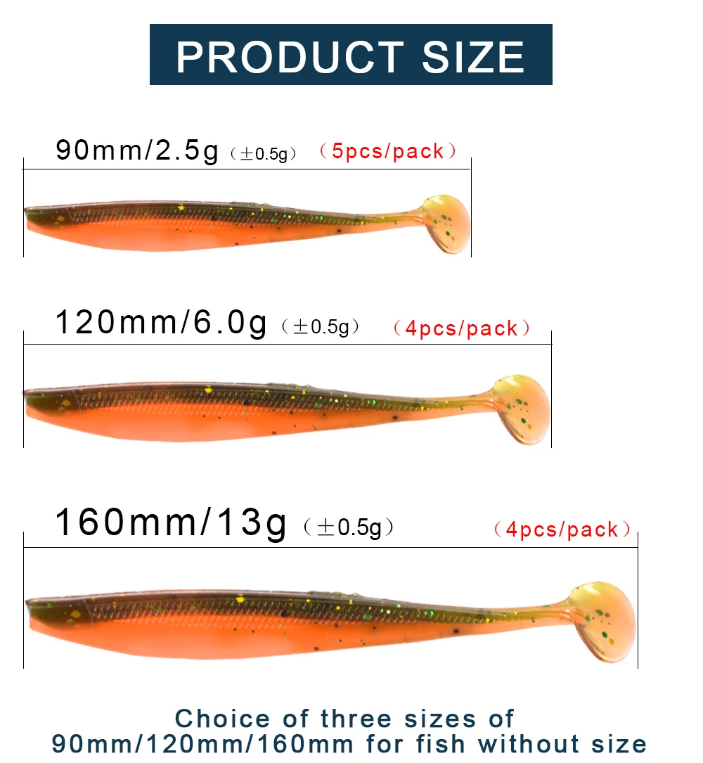 FTK Fishing Lure Soft Lure Shad Silicone Bait Odor Attractant Artificial Bait 90mm 120mm 160mm T-tail Wobblers Swimbait