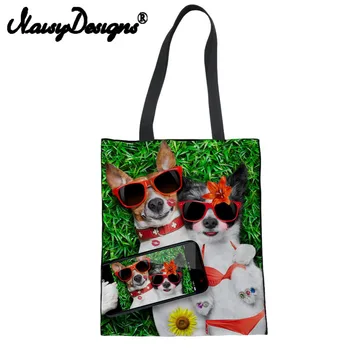 

NOISYDESIGNS 3D Funny animals printed Reusable Canvas Shopping Bags for Women Grocery Tote Canvas Folding unisex Eco Handbag