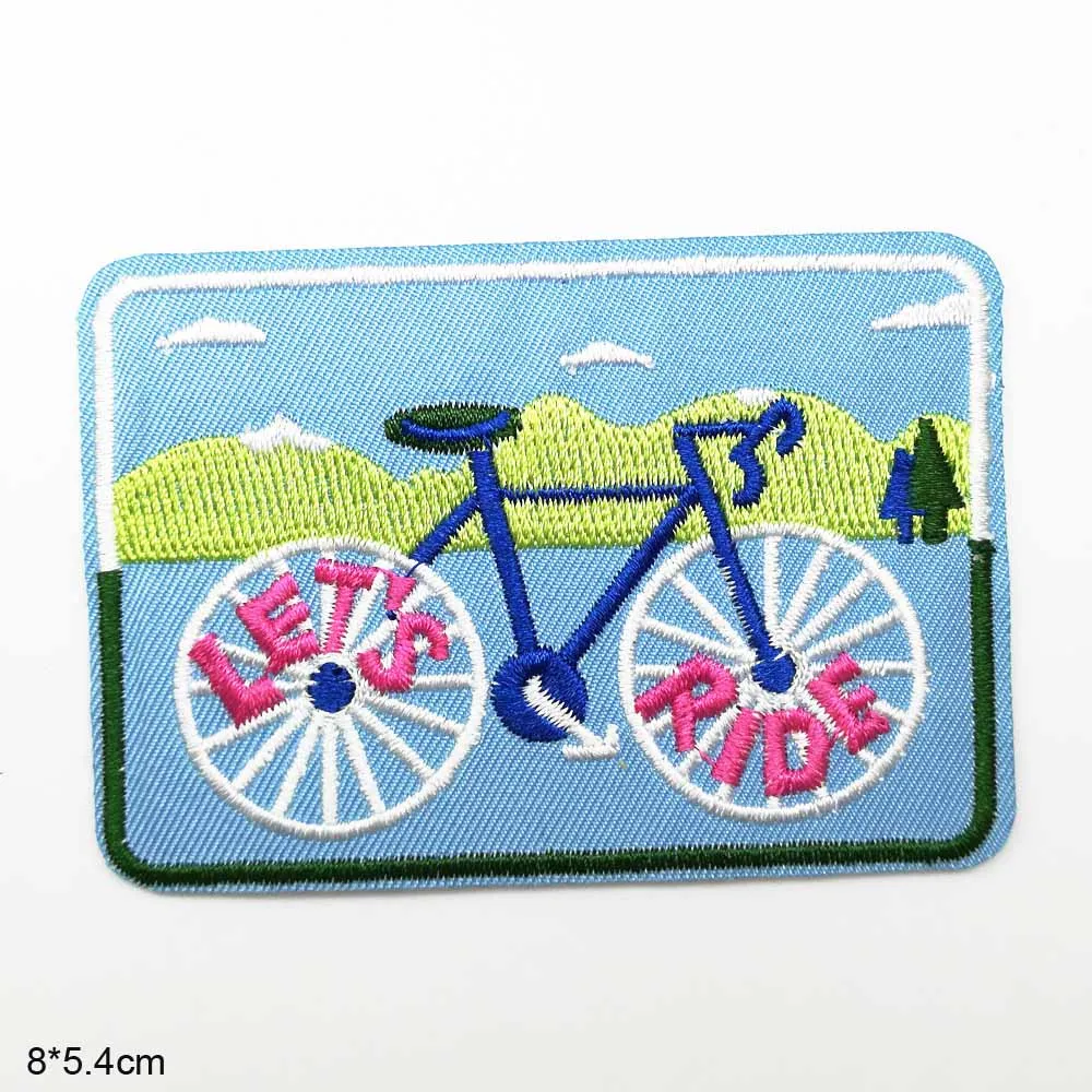 

Outdoor Sports Theme Ride Bike Biker Patches Iron On Embroidered Clothes Patches For Clothing Stickers Garment Wholesale