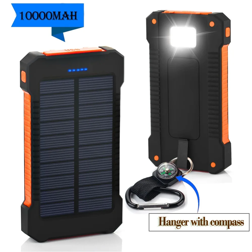 10000mAh Portable Solar Power Bank Charger Dual USB Power Bank For iPhone 6 6S 7 Plus 8 Samsung External Battery PoverBank 10000mAh Portable Solar Power Bank Charger Dual USB Power Bank For iPhone 6 6S 7 Plus 8 Samsung External Battery PoverBank